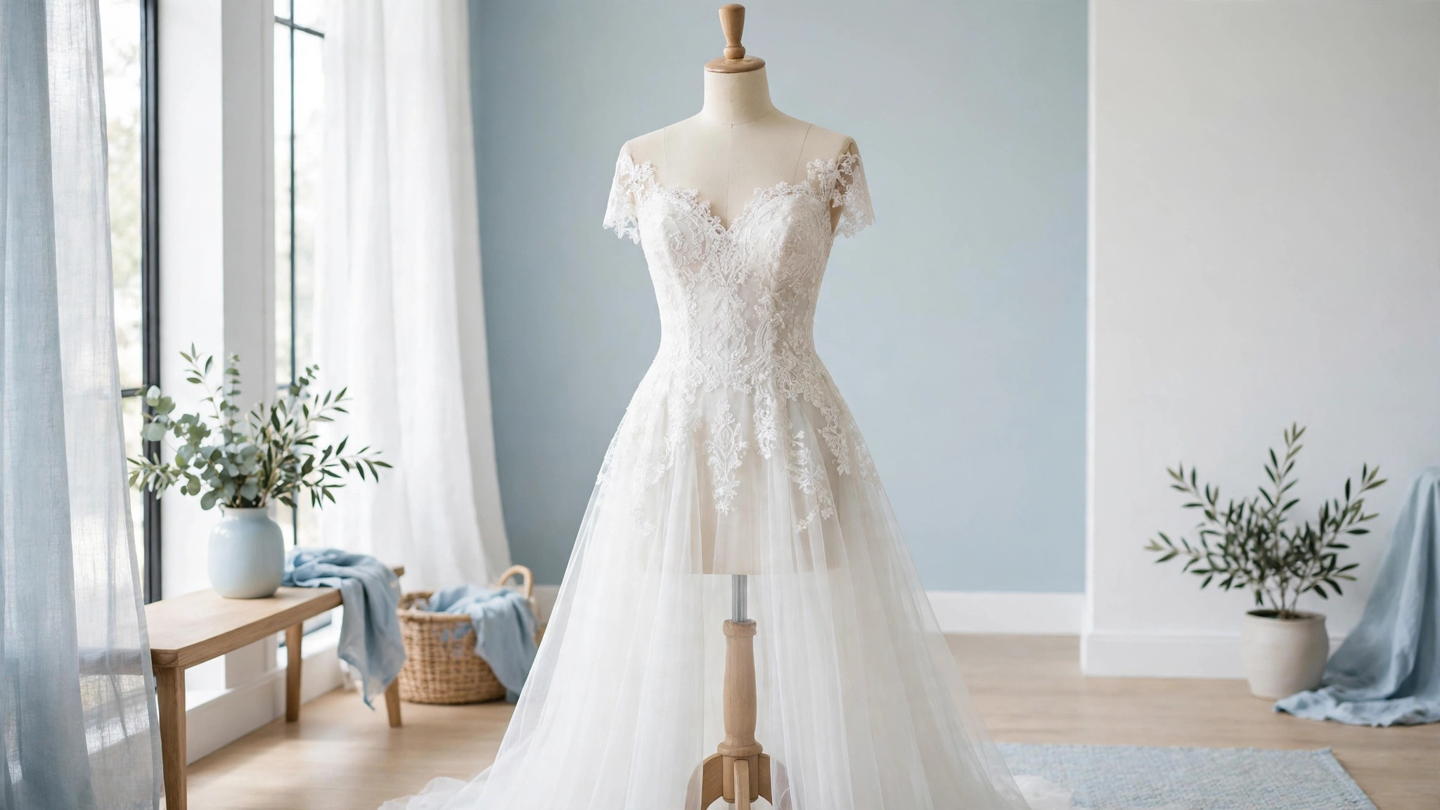 Wedding gown on a dress form, WaterStone Cleaners gown cleaning and preservation